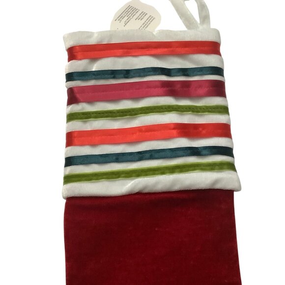 St. Nicks Choice Christmas Stocking Ribbon Striped Cuff & Snowflake 21” NEW NWT - Picture 7 of 7